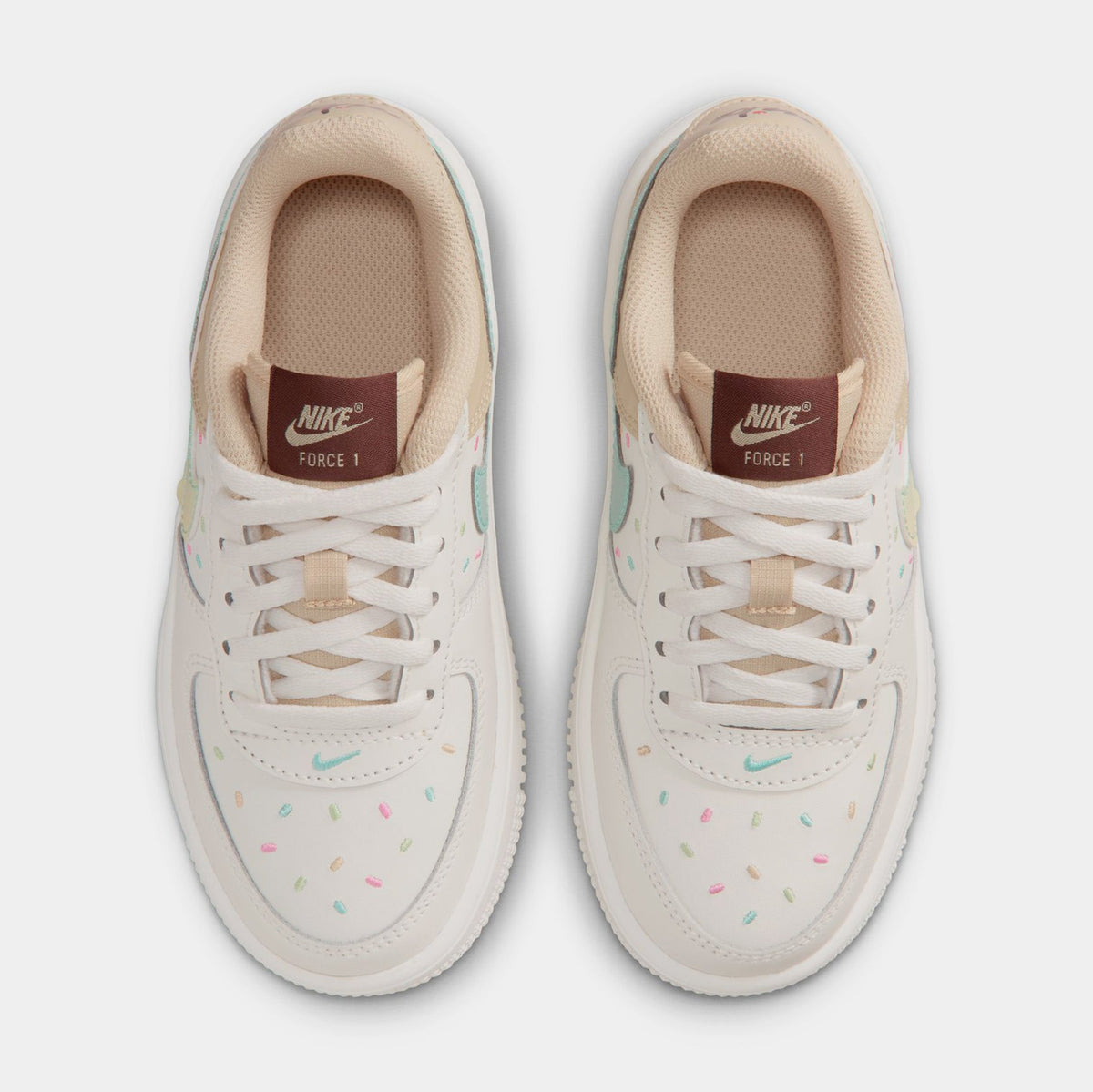 Force 1 Low Preschool Lifestyle Shoes (Sail/Sesame/Bleached Turquoise/Multi-Color)