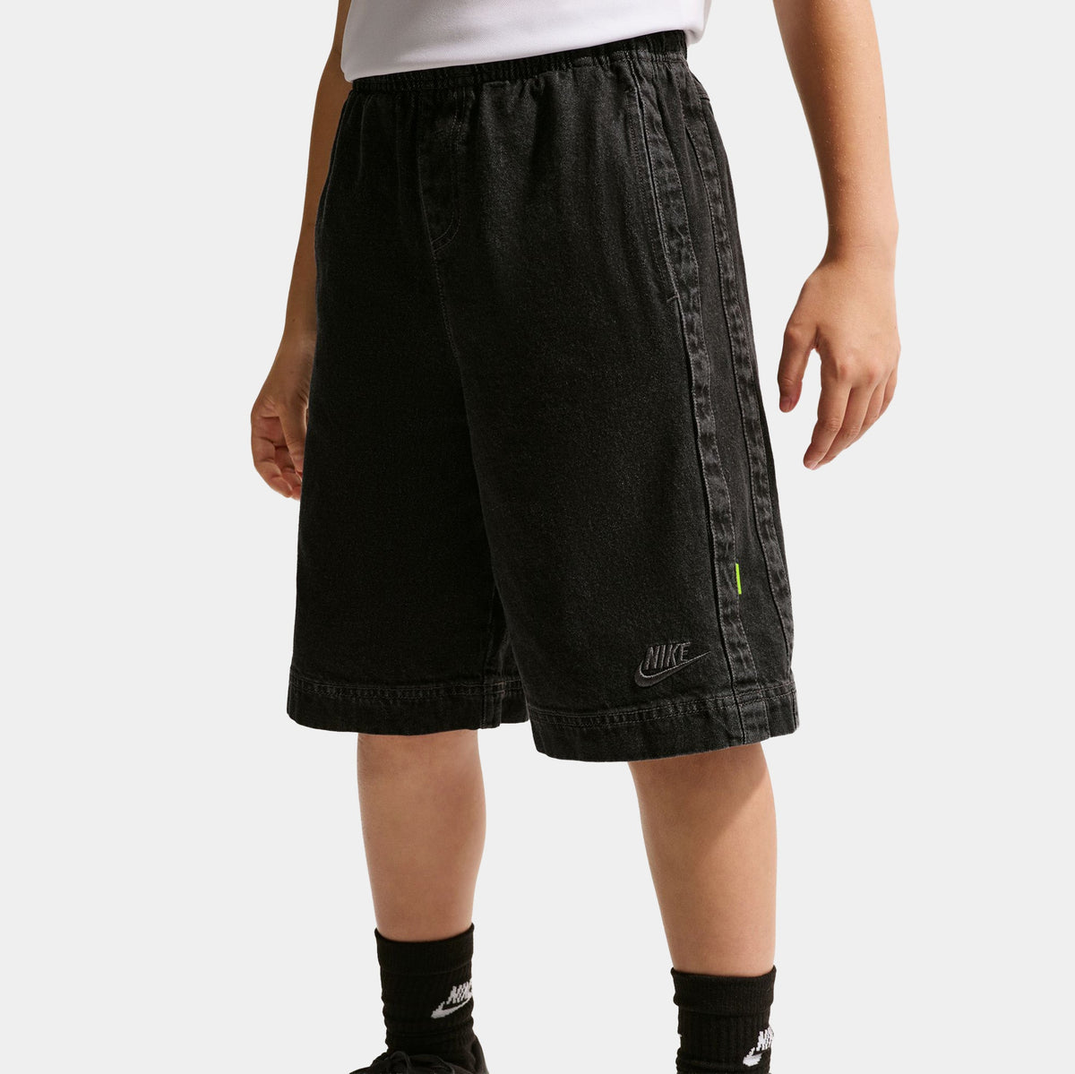Sportswear Collection Denim Grade School Shorts (Black/Anthracite/Volt)