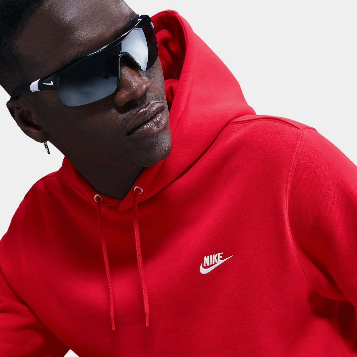 Club Pullover Fleece Mens Hoodie (University Red/University Red/White)