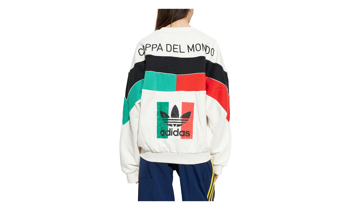 Italia Coppa Del Mundo Crew Sweater WMNS "Cloud White / Black / Vivid Red / Semi Court Green" KD7768